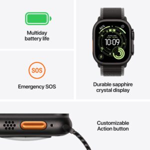APPLE Apple Watch Ultra 3 (GPS + Cellular) 49 mm Black Titanium Case with Black Trail Loop, M/L (MF1H4KS/A)